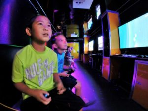 Kids at video game truck party in Greenville NC